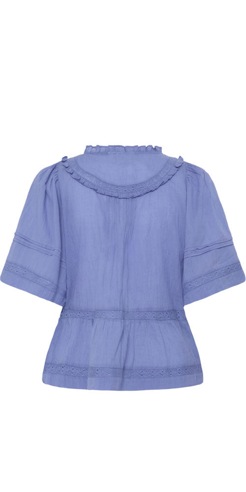 Ichi Lightweight Cotton Blouse, periwinkle blue