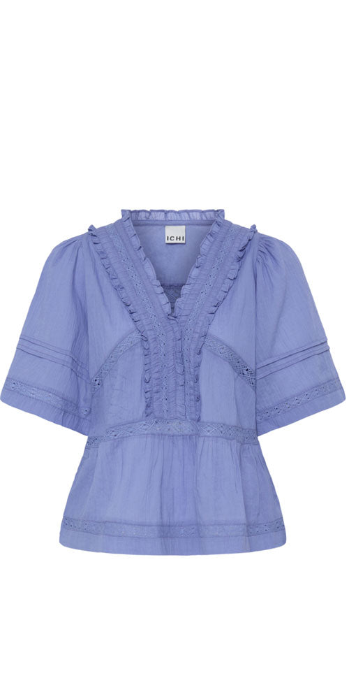 Ichi Lightweight Cotton Blouse, periwinkle blue