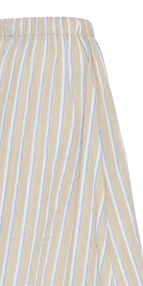 Ichi Gauzy Cotton Striped Skirt, natural/blue