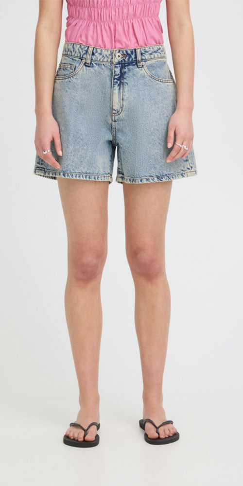 Ichi A-line Jean Shorts, light wash