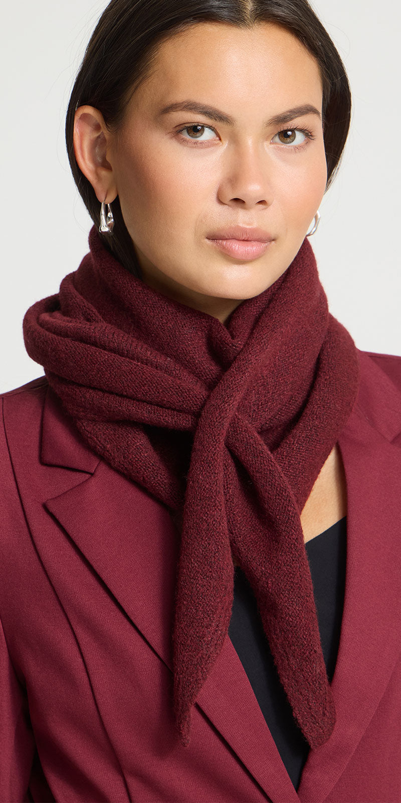 Ichi Looped Triangle Scarf, dark red