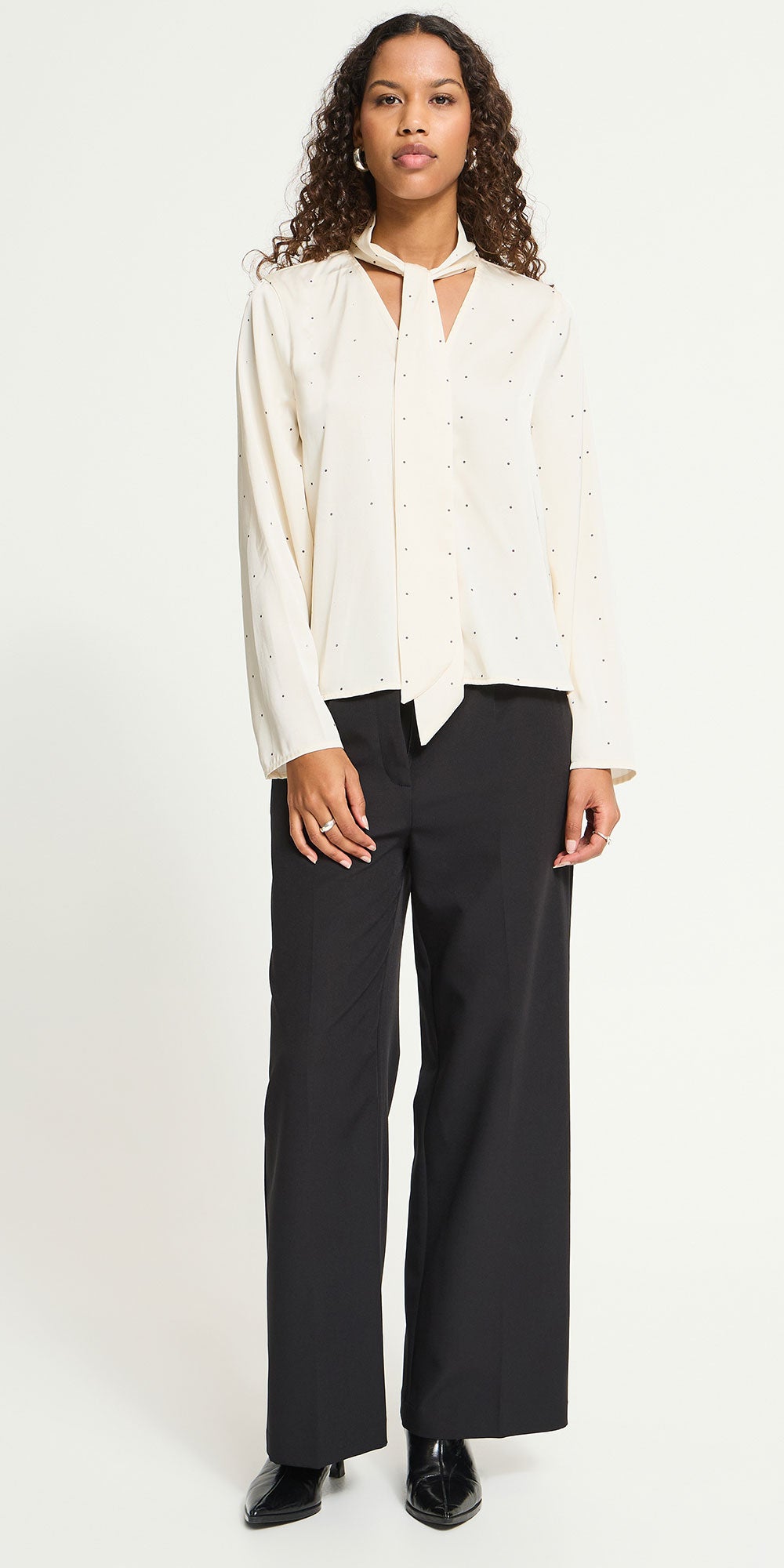 Ichi Satin Polka Dot Blouse