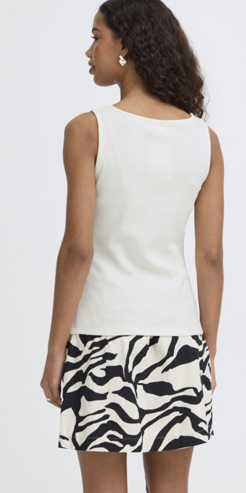 Ichi Fitted Sweetheart Tank, off-white