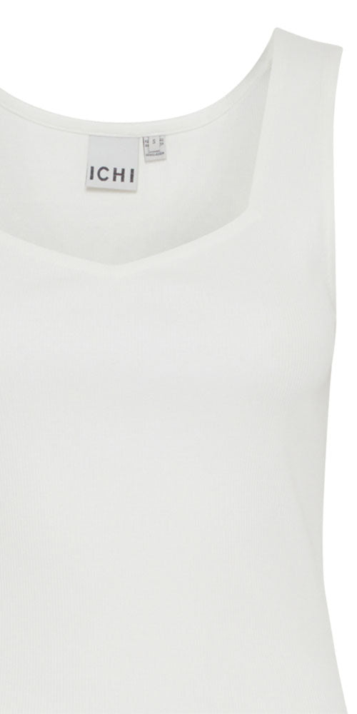 Ichi Fitted Sweetheart Tank, off-white