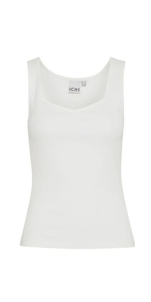 Ichi Fitted Sweetheart Tank, off-white