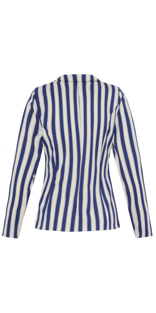Ichi Ponte Knit Vertical Stripe Blazer, navy/cream