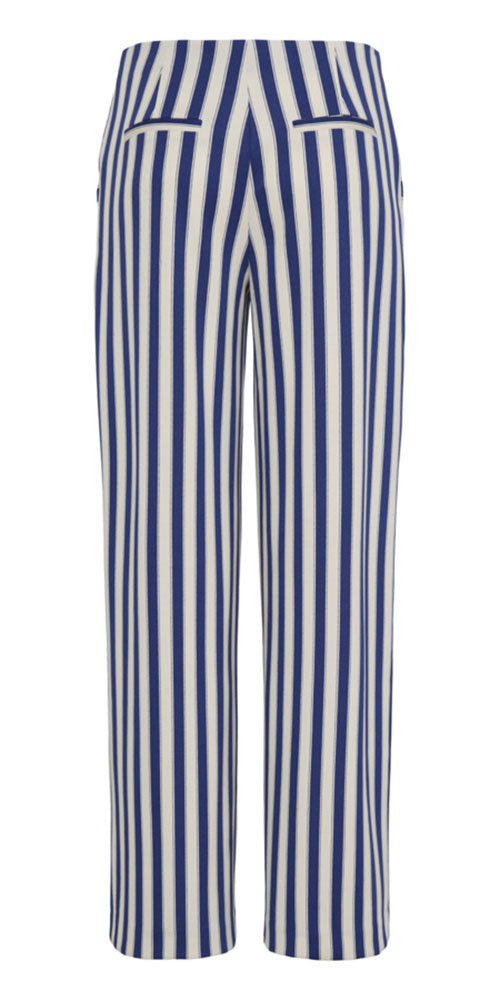 Ichi Ponte Knit Vertical Stripe Pant, navy/cream