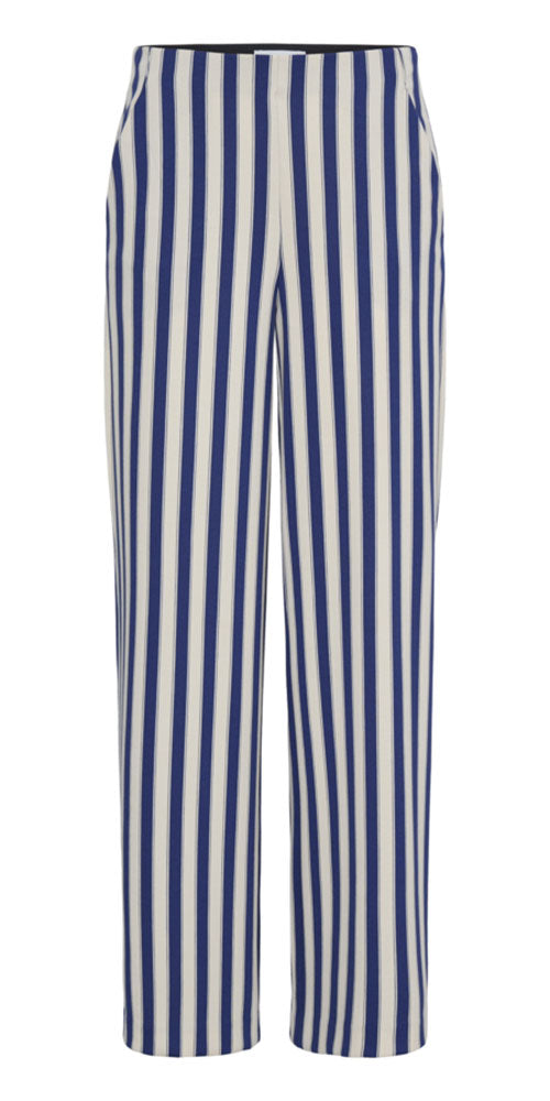 Ichi Ponte Knit Vertical Stripe Pant, navy/cream