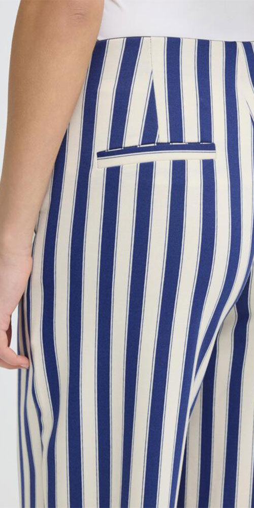 Ichi Ponte Knit Vertical Stripe Pant, navy/cream