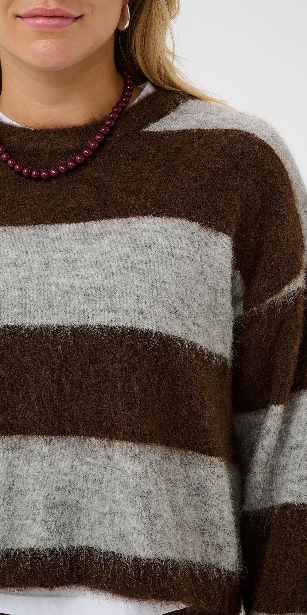 Saint Tropez Bold Stripe Pullover, brown/grey