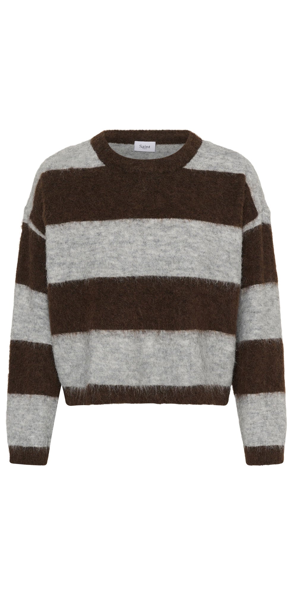 Saint Tropez Bold Stripe Pullover, brown/grey