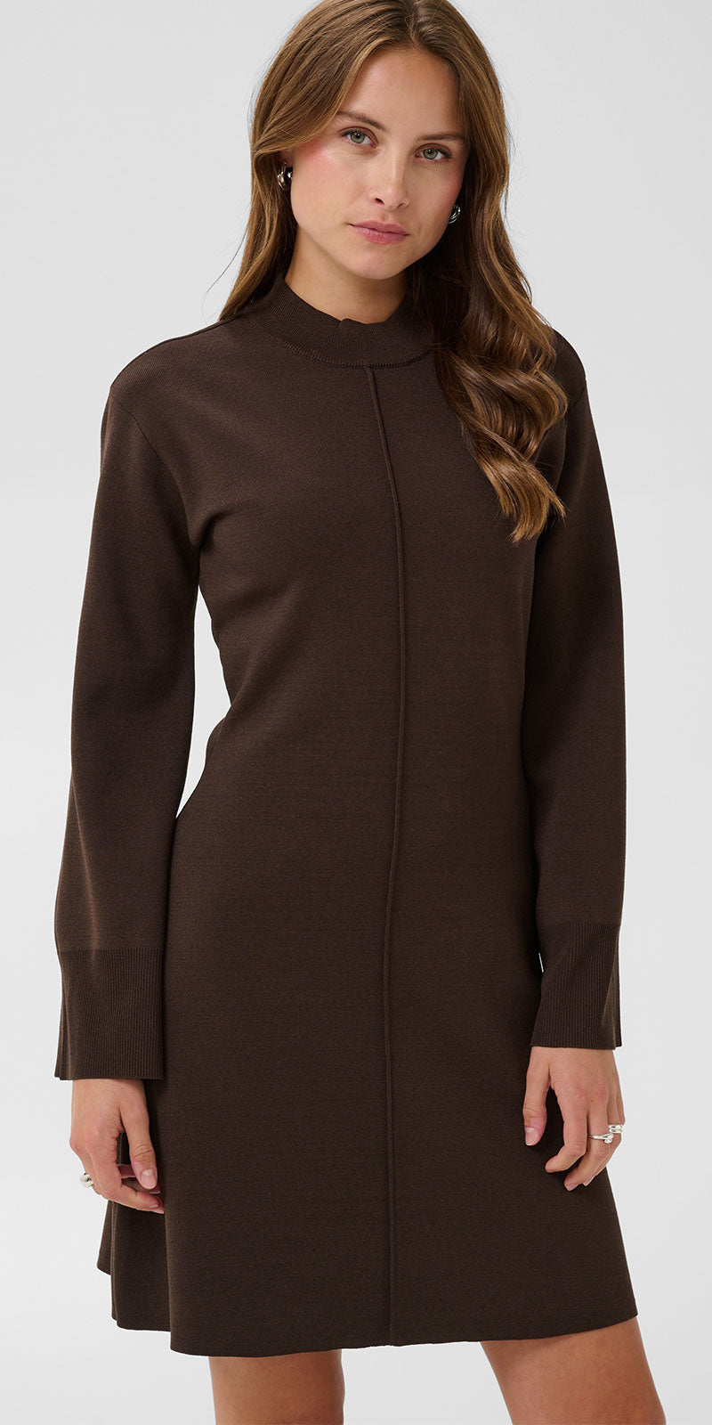 Saint Tropez Knit Fit & Flare Dress, chocolate brown