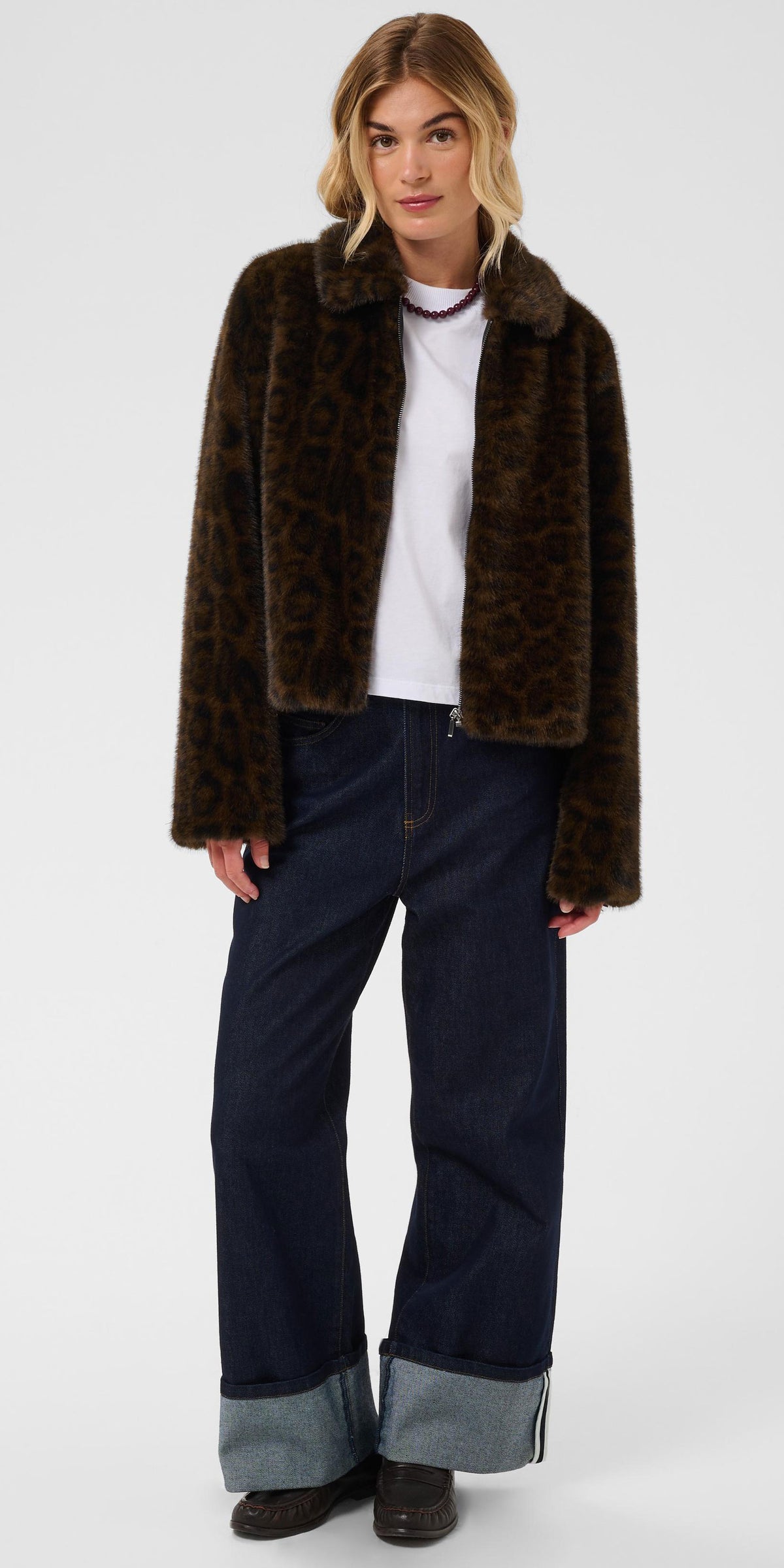 Saint Tropez Leopard Faux Fur Jacket