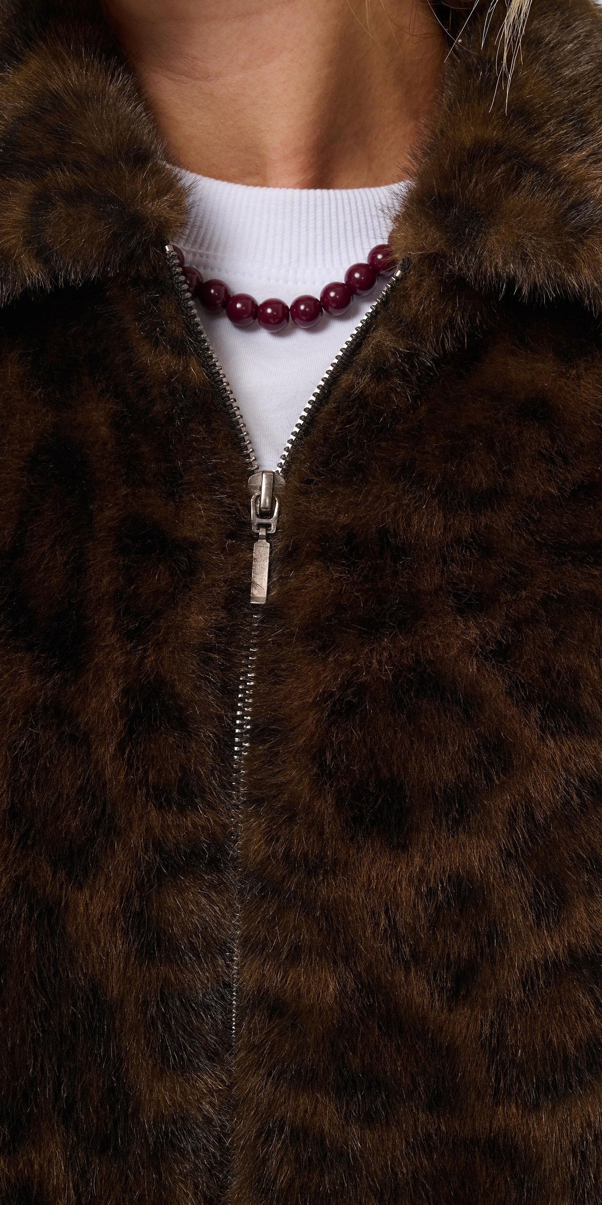 Saint Tropez Leopard Faux Fur Jacket