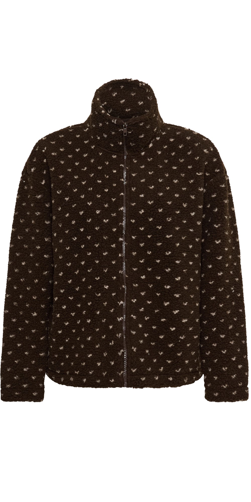 Saint Tropez Polka Dot Teddy Fleece Jacket, brown