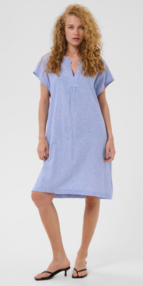 Culture Linen Blend Tunic Dress, blue