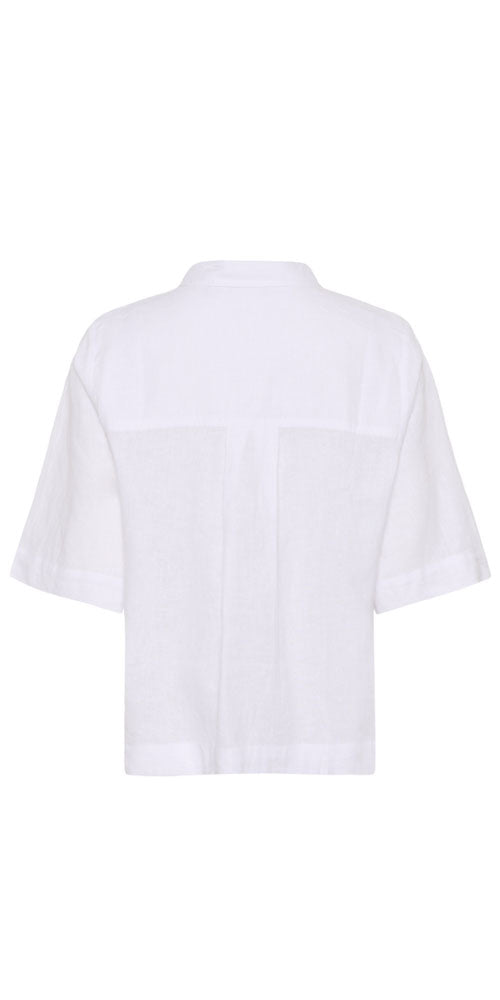 Culture Linen Blend Half Sleeve Shirt, white