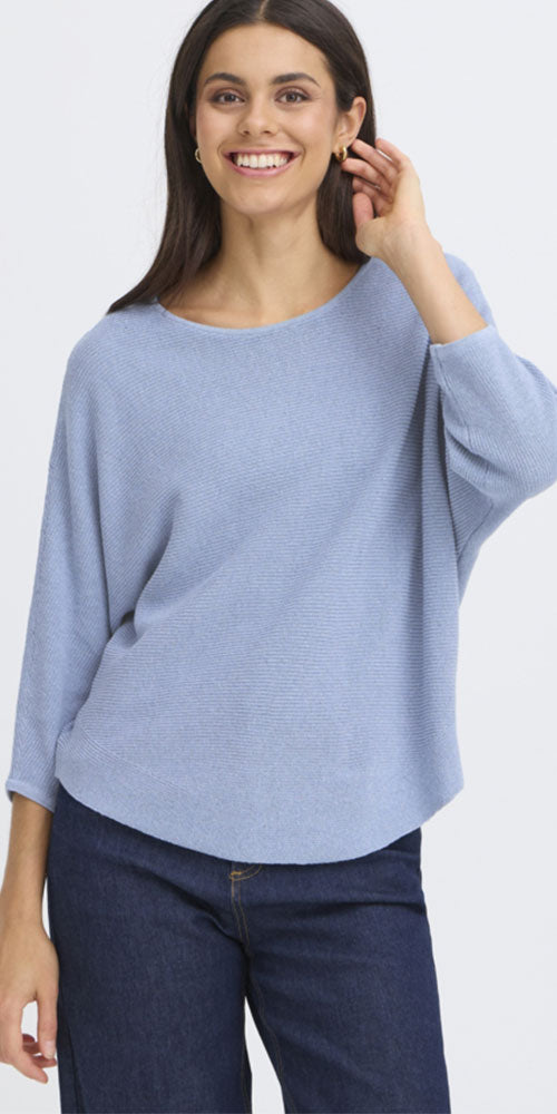 Fransa Dolman Sleeve Pullover, sky blue