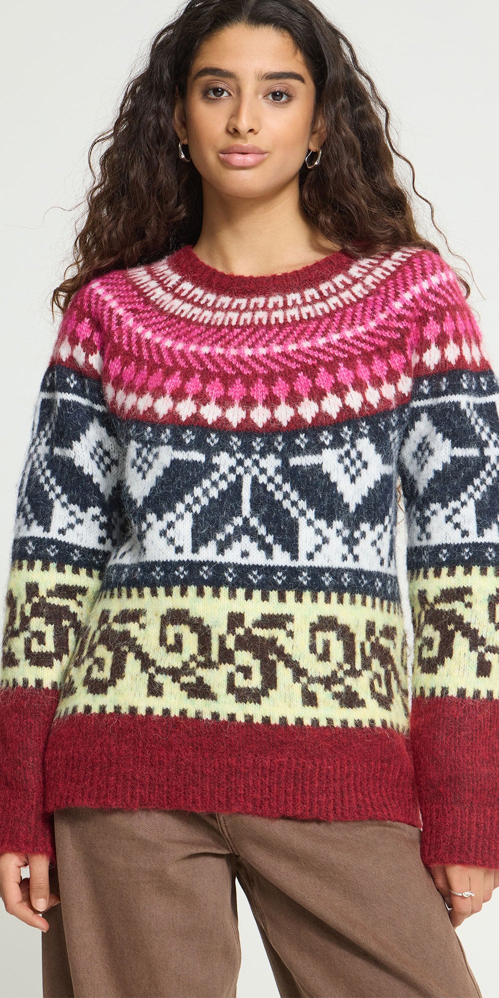 Ichi Multicoloured Fair Isle Sweater