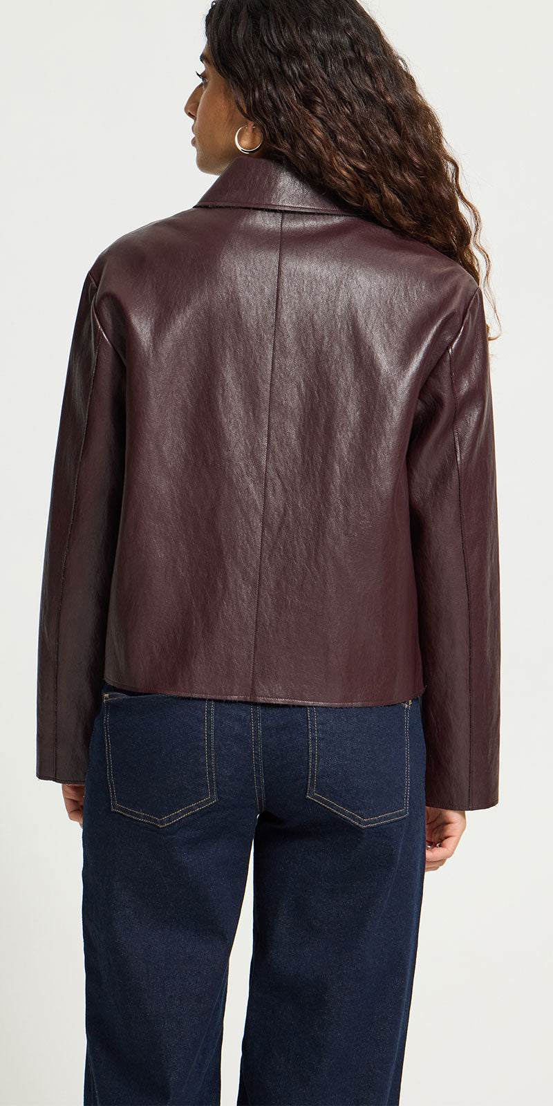 Ichi Faux Leather Jacket, bordeaux