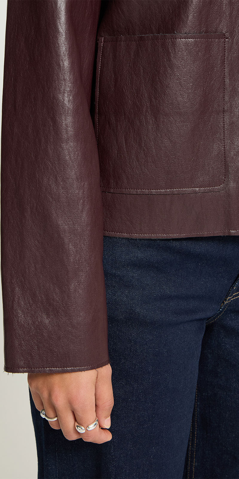 Ichi Faux Leather Jacket, bordeaux