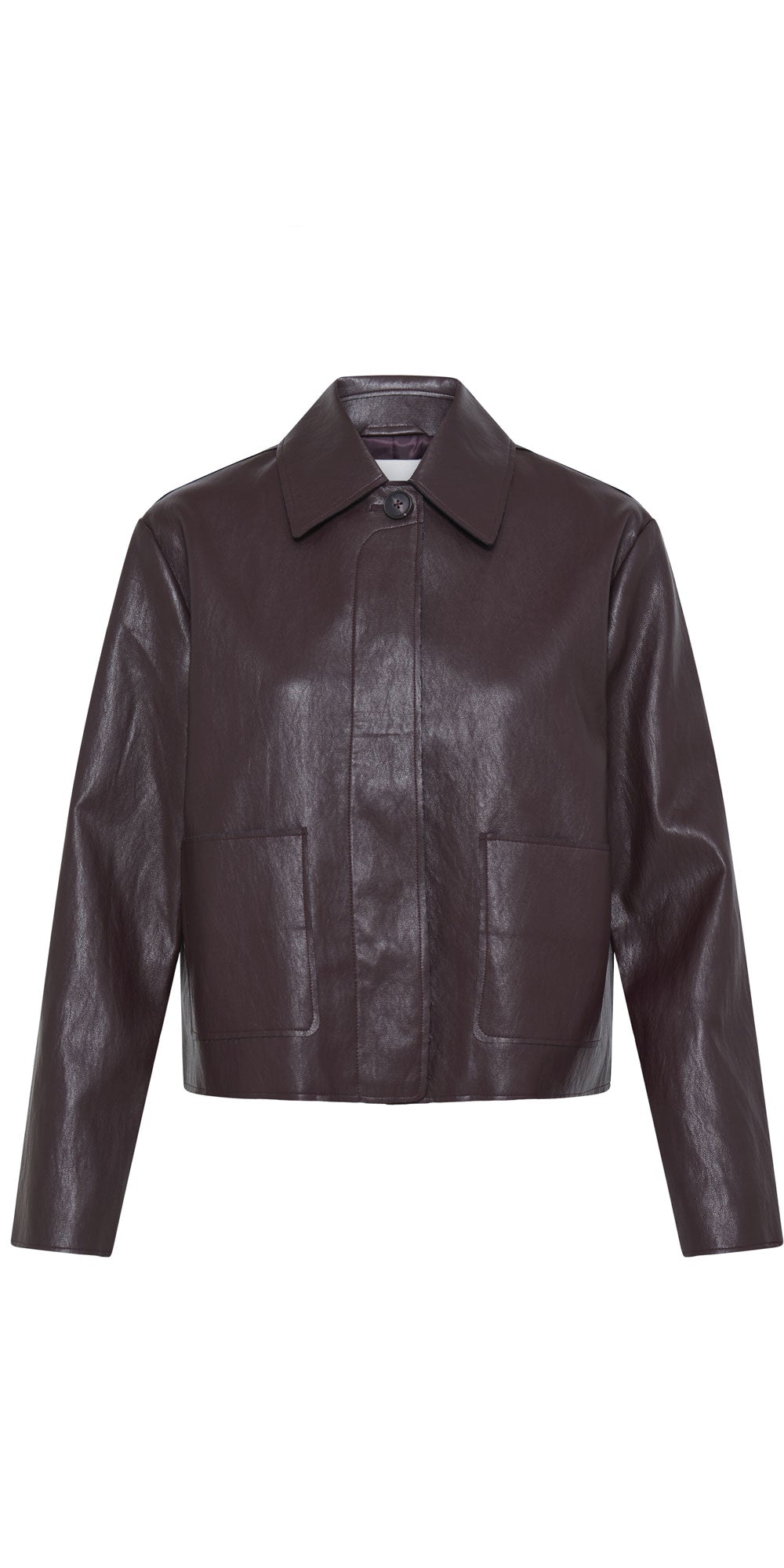 Ichi Faux Leather Jacket, bordeaux