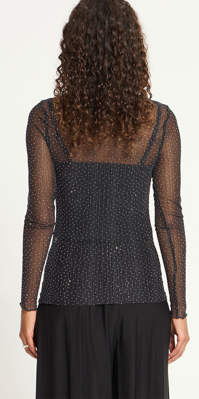 Ichi Mesh Sparkle Top, black