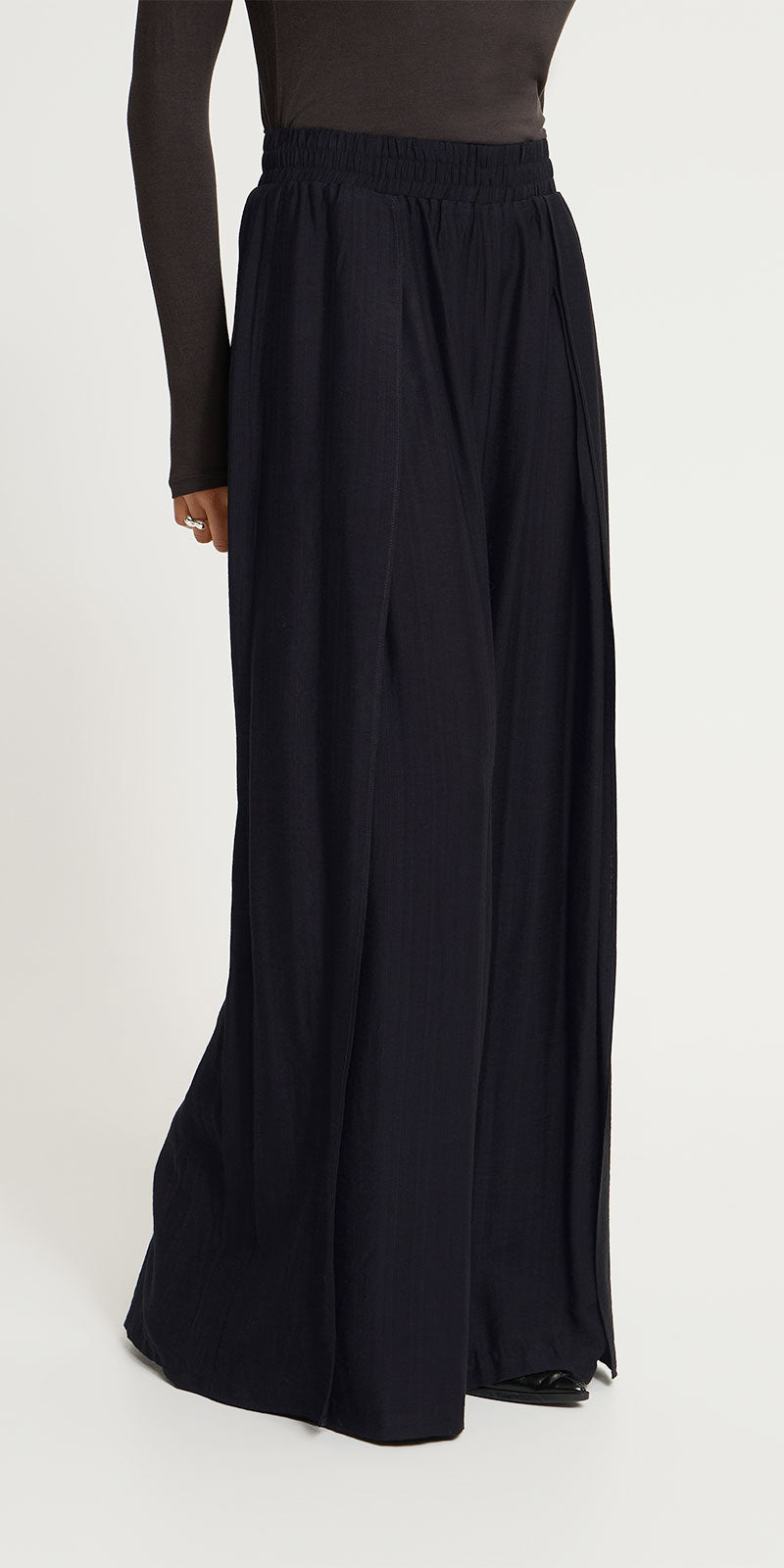 Ichi Overlay Palazzo Pants, black