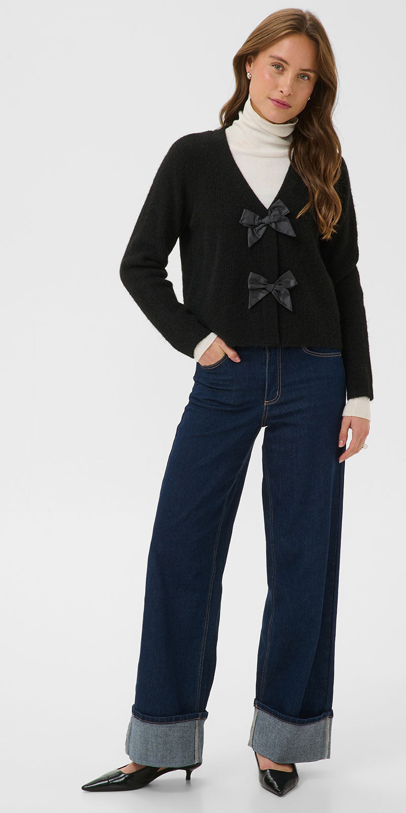 Kaffe Bow Cardy, black