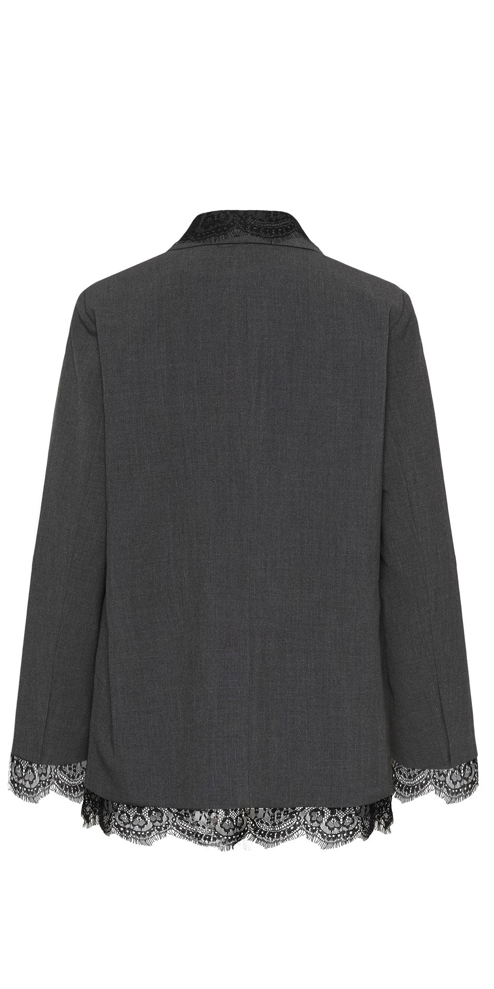 Kaffe Lace Trim Blazer, grey/black