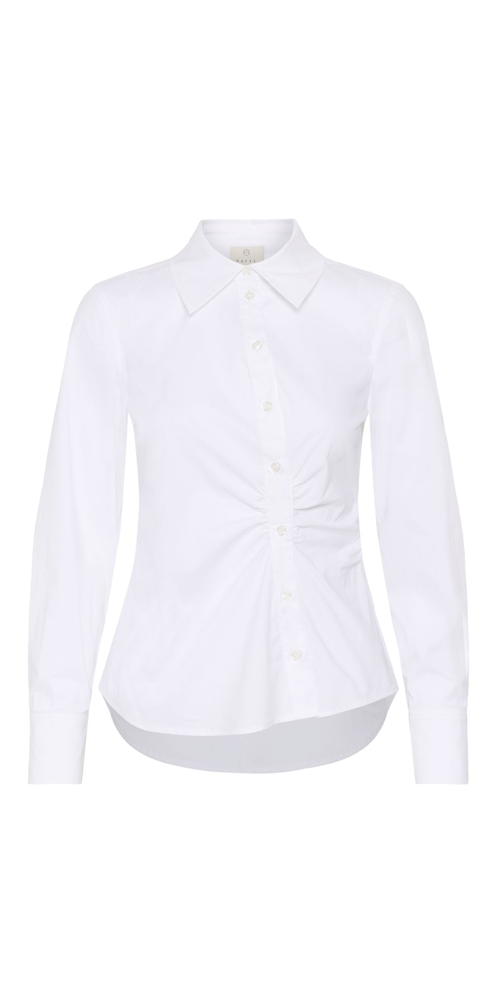Kaffe Asymmetrical Button Up Shirt, bright white