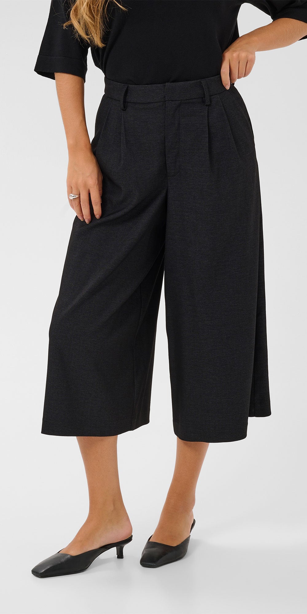 Kaffe Gabby Culotte Trousers, darkest charcoal