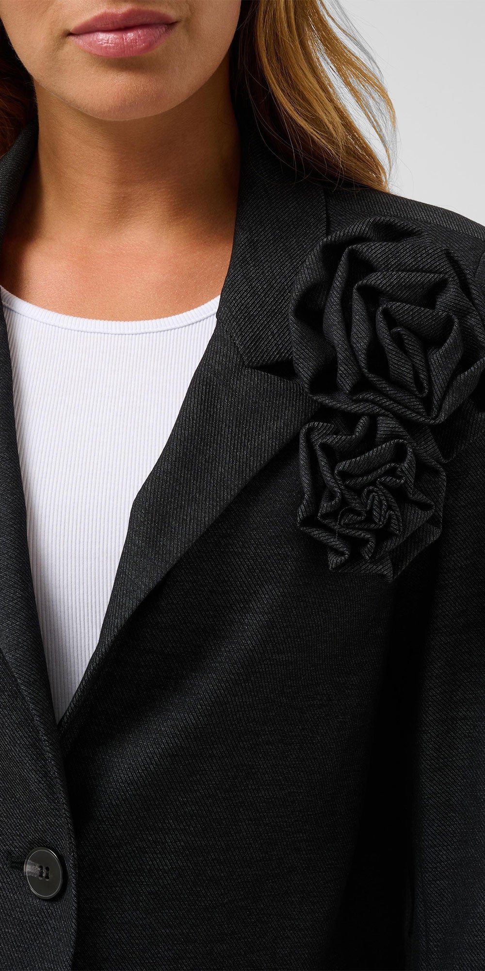 Kaffe Gabby Flower Blazer, darkest charcoal