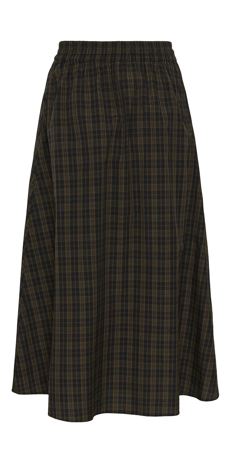 Kaffe Plaid Poplin Skirt, black/olive