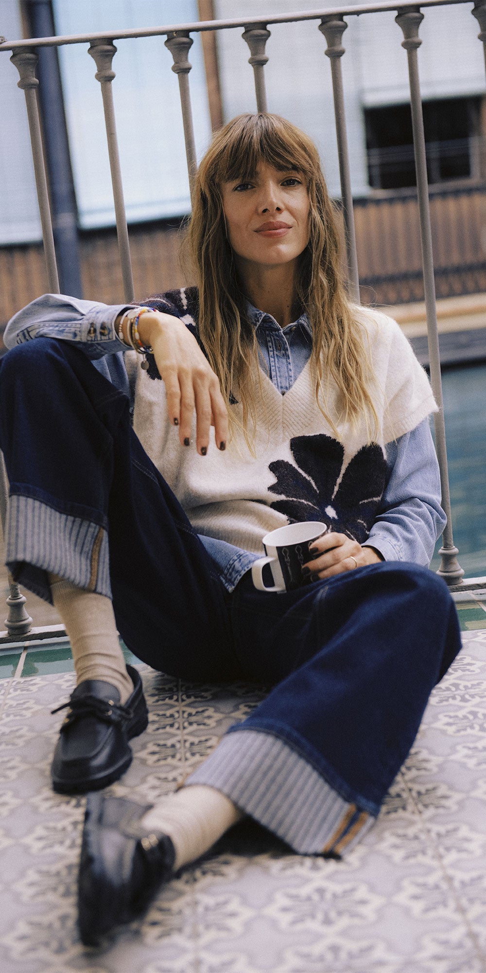 B.Young Stripe Cuffed Jeans