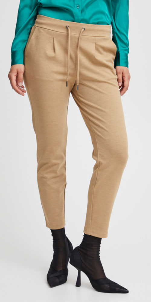 B.Young Cropped Ponte Knit Joggers, camel