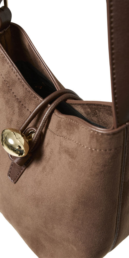 B.Young Faux Suede Bucket Bag, chocolate brown