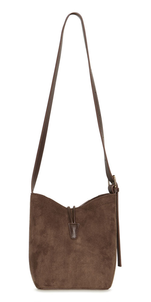 B.Young Faux Suede Bucket Bag, chocolate brown