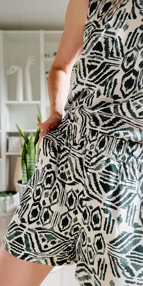 B.Young Green Ikat Shorts