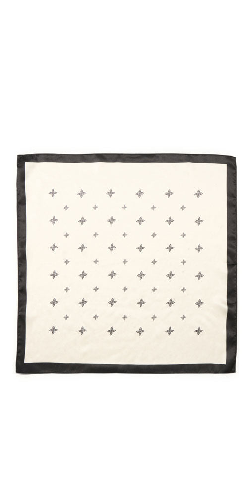 B.Young Silk Logo Scarf, off-white/black
