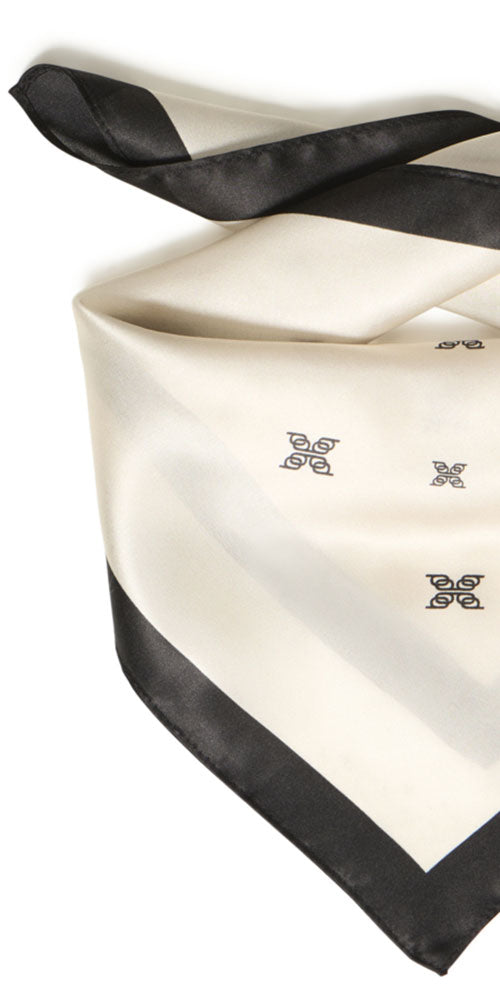 B.Young Silk Logo Scarf, off-white/black