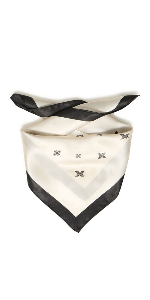 B.Young Silk Logo Scarf, off-white/black