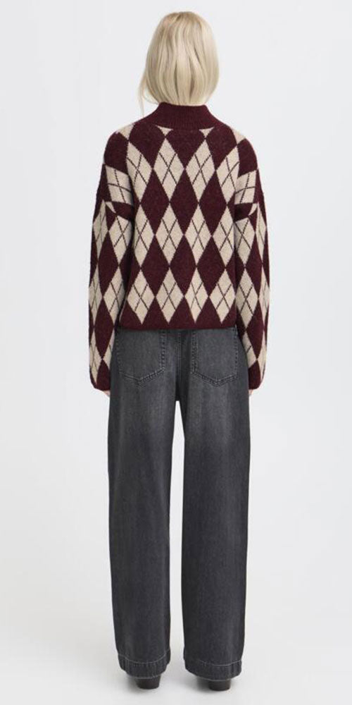 B.Young Argyle Sweater, burgundy