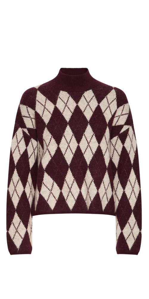 B.Young Argyle Sweater, burgundy