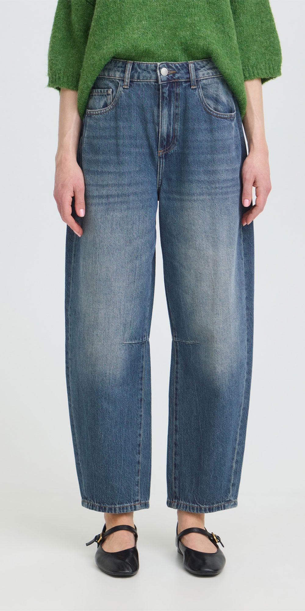 B.Young High Waist Barrel Jeans, mid wash