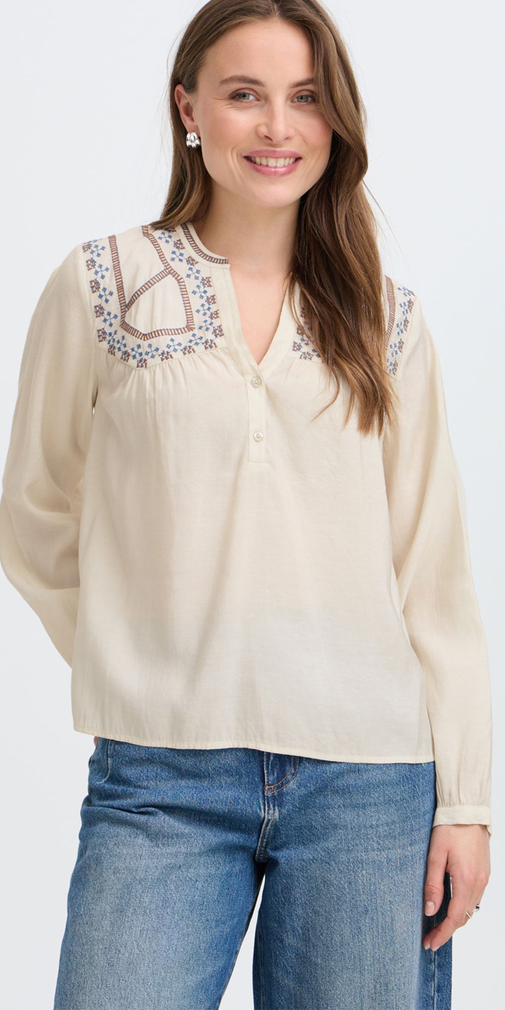 B.Young Embroidered Boho Blouse