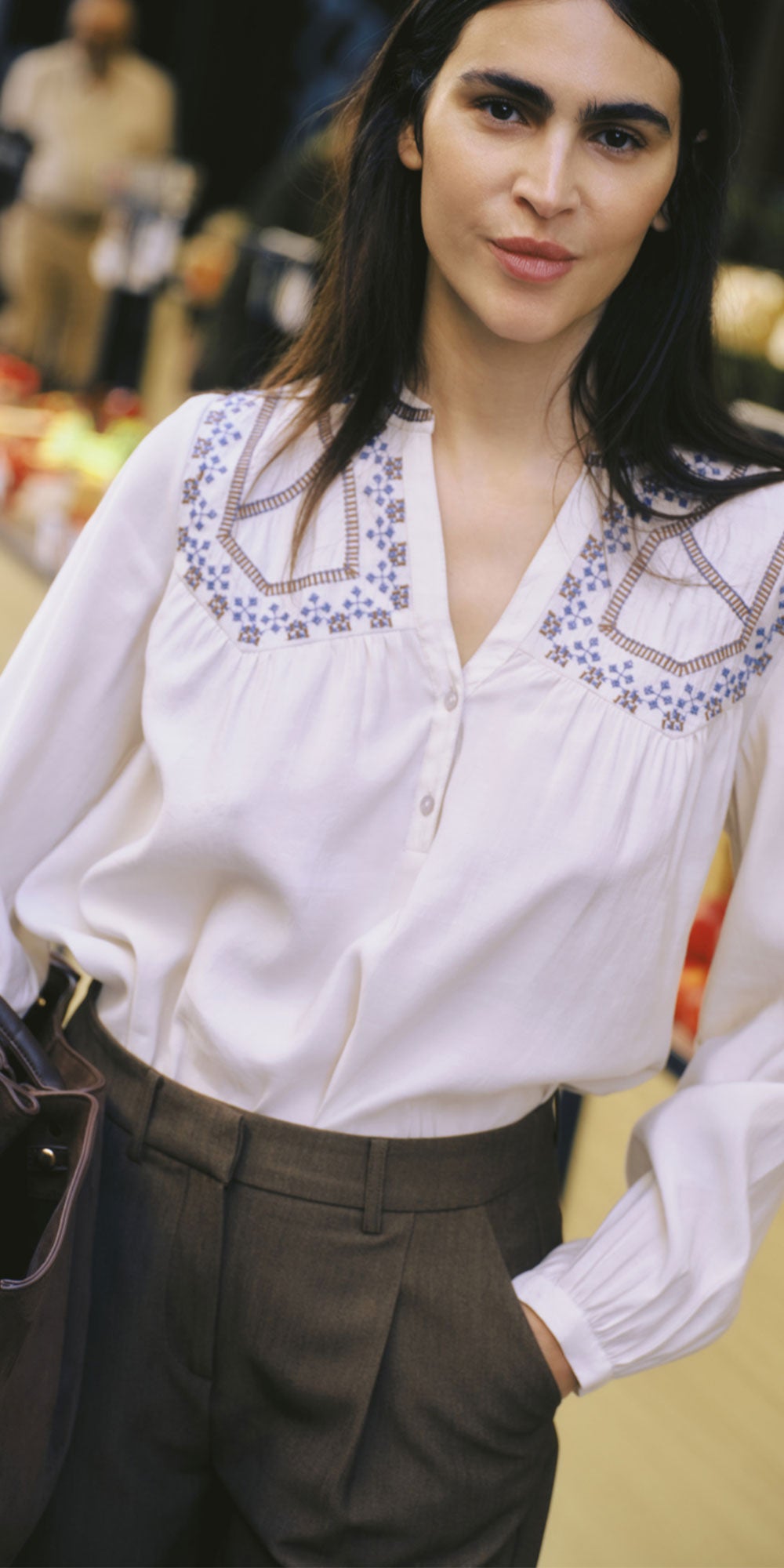 B.Young Embroidered Boho Blouse
