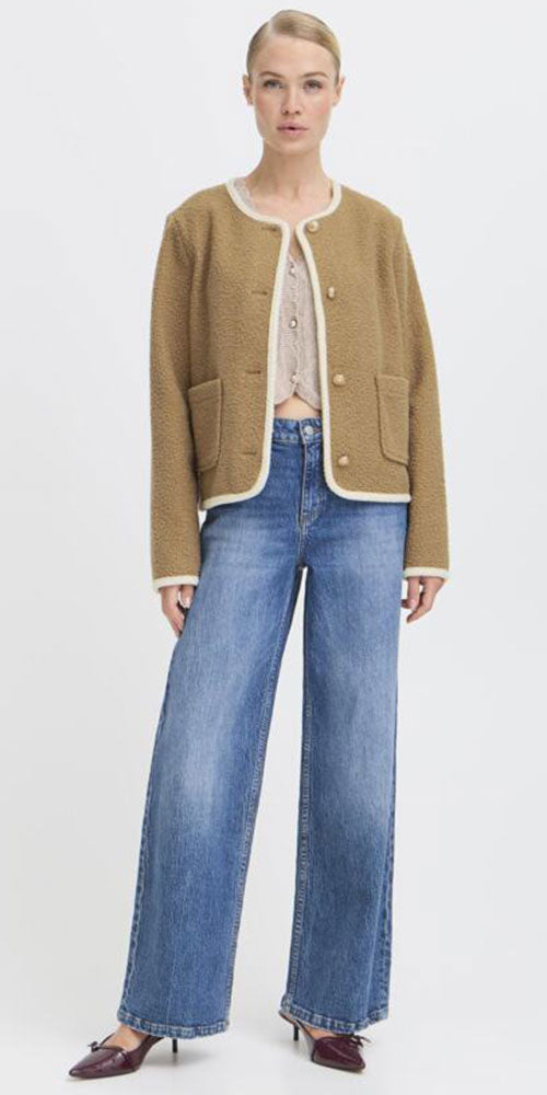 B.Young Bouclé Jacket, camel