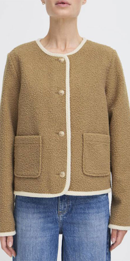 B.Young Bouclé Jacket, camel