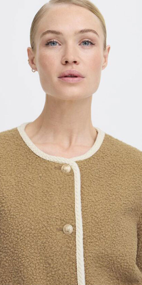 B.Young Bouclé Jacket, camel